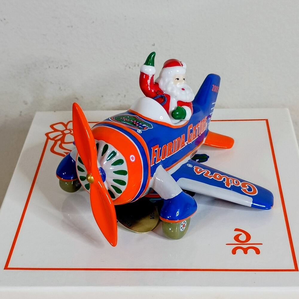 Danbury Mint 2005 Florida Gators Santa Victory Plane Christmas Ornament Boxed
